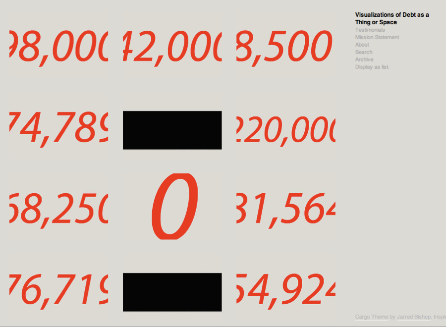 Fig. 5. “Visualizations of Debt as a Thing of Space,” courtesy of Cassie Thornton 